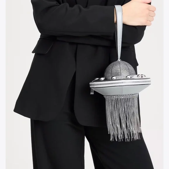 Kate Spade Spaced Out Embellished Metallic 3D UFO Top Handle Bag - Picture 4 of 9